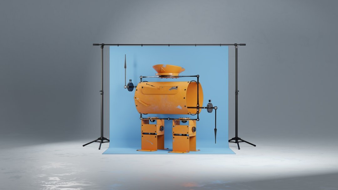 Overhead studio lighting grid with softboxes and fresnel lights
