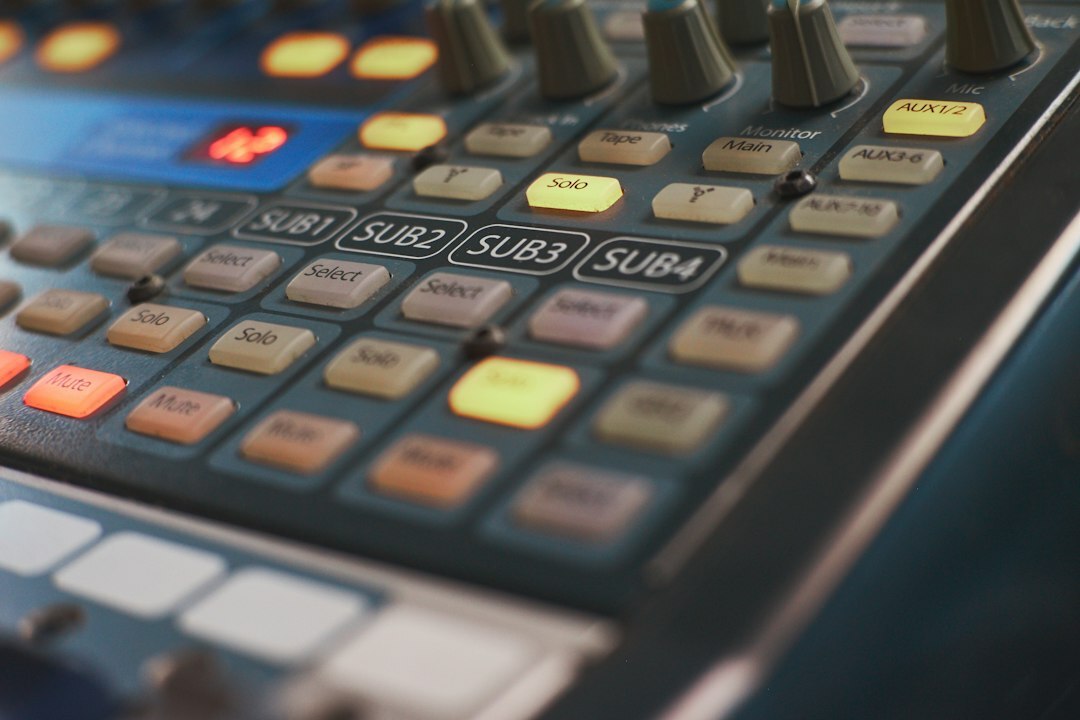 Vision mixer switching desk with live feed thumbnails